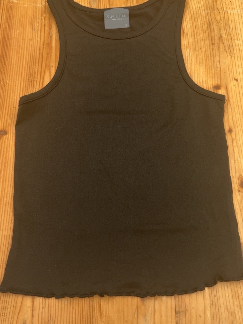 Olivia Rae Women's Dark Olive Ribbed Tank